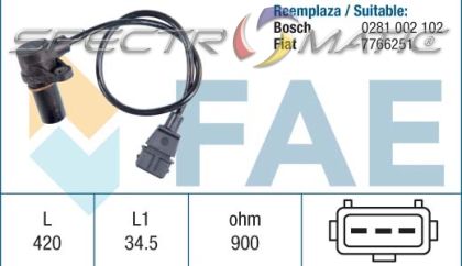 18830 /79073/ sensor FIAT BRAVA BRAVO COUPE MAREA 0281002102 7766251