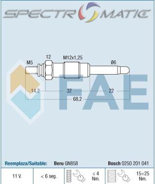 74144 - glow plug GN858 0100226234 0250201041