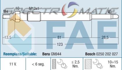 74155 - glow plug  GN944 0100226206 0250202027