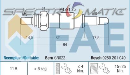 74160 - glow plug GN022 0100226381 0250201049 FORD 96FF6M090AA