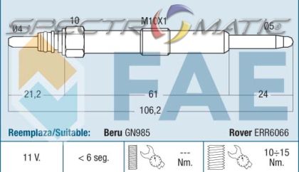 74164 - glow plug GN985 0100226255 ROVER ERR6066