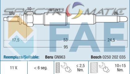 74165 - glow plug GN963 0100226245 0 250 202 035