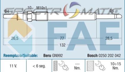74168 - glow plug GN992 0100226300 0 250 202 042 0250202042