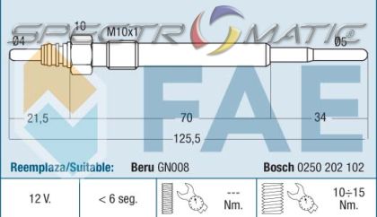 74174 - glow plug GN008 0100226338 0 250 202 102 0250202102